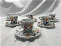 Set 6 Tazzine Caffè Con Piattino In Ceramica - Decoro Terra E Sole, 80 Ml - Foto 5